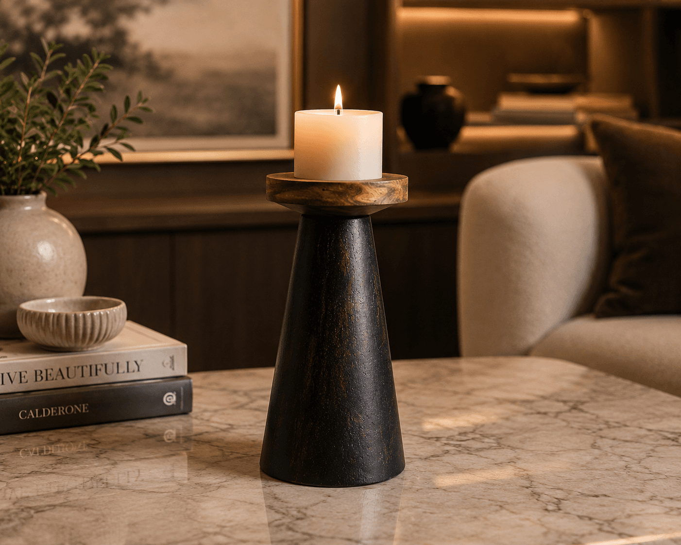 Mango Wood Candle Holder Collection view 5