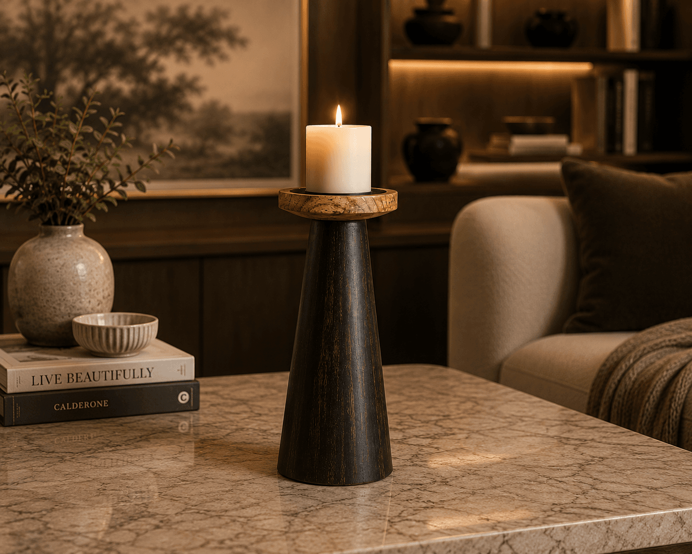 Mango Wood Candle Holder Collection view 6