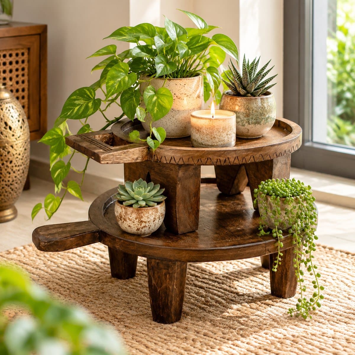 Mango Wood Footed Tray Riser Set of 2 view 3