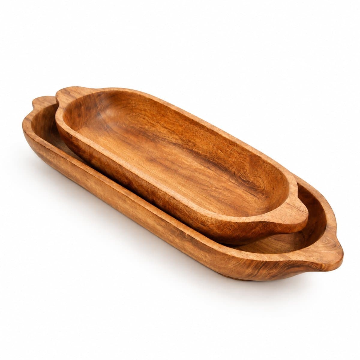 Mango Wood Oval Dough Bowl Set of 2 view 2