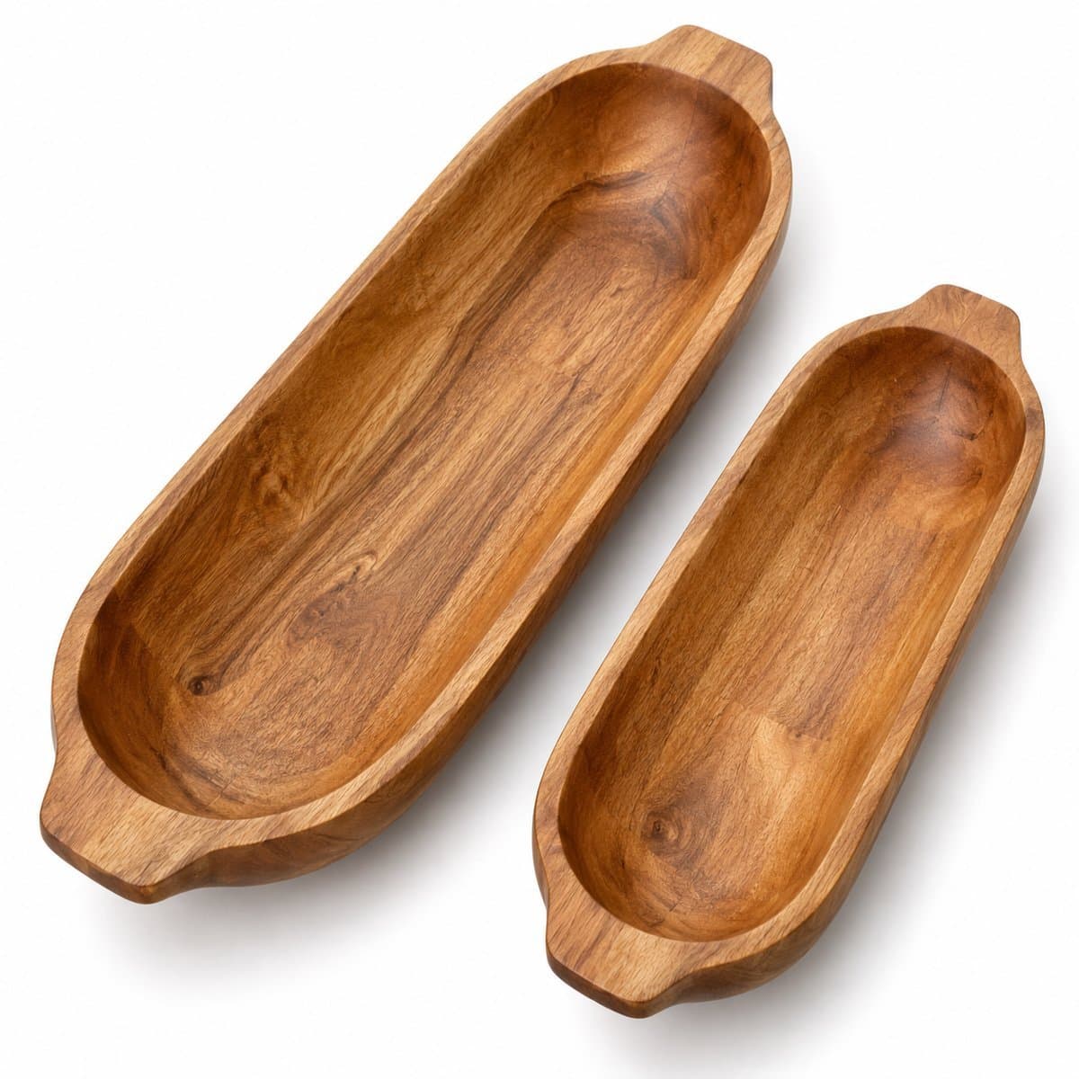 Mango Wood Oval Dough Bowl Set of 2 view 3