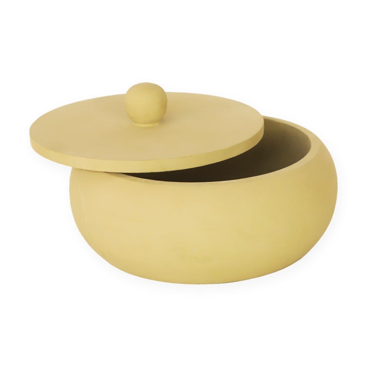 Mango Wood Pastel Yellow Lidded Box view 2