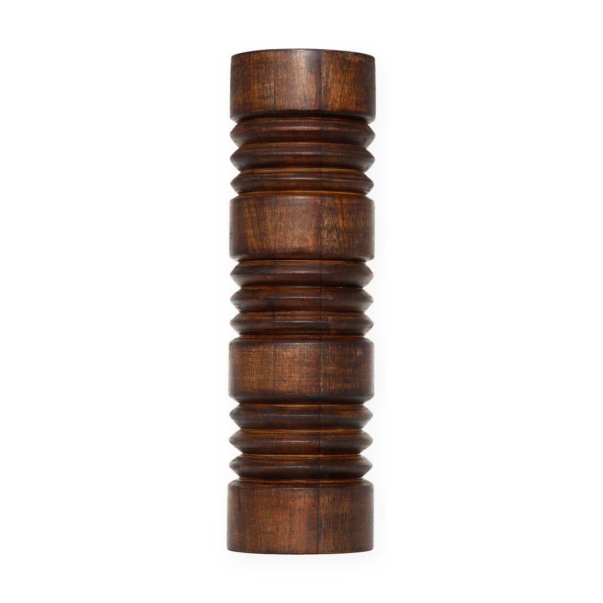 Mango Wood Ribbed Pillar Candle Stand view 2