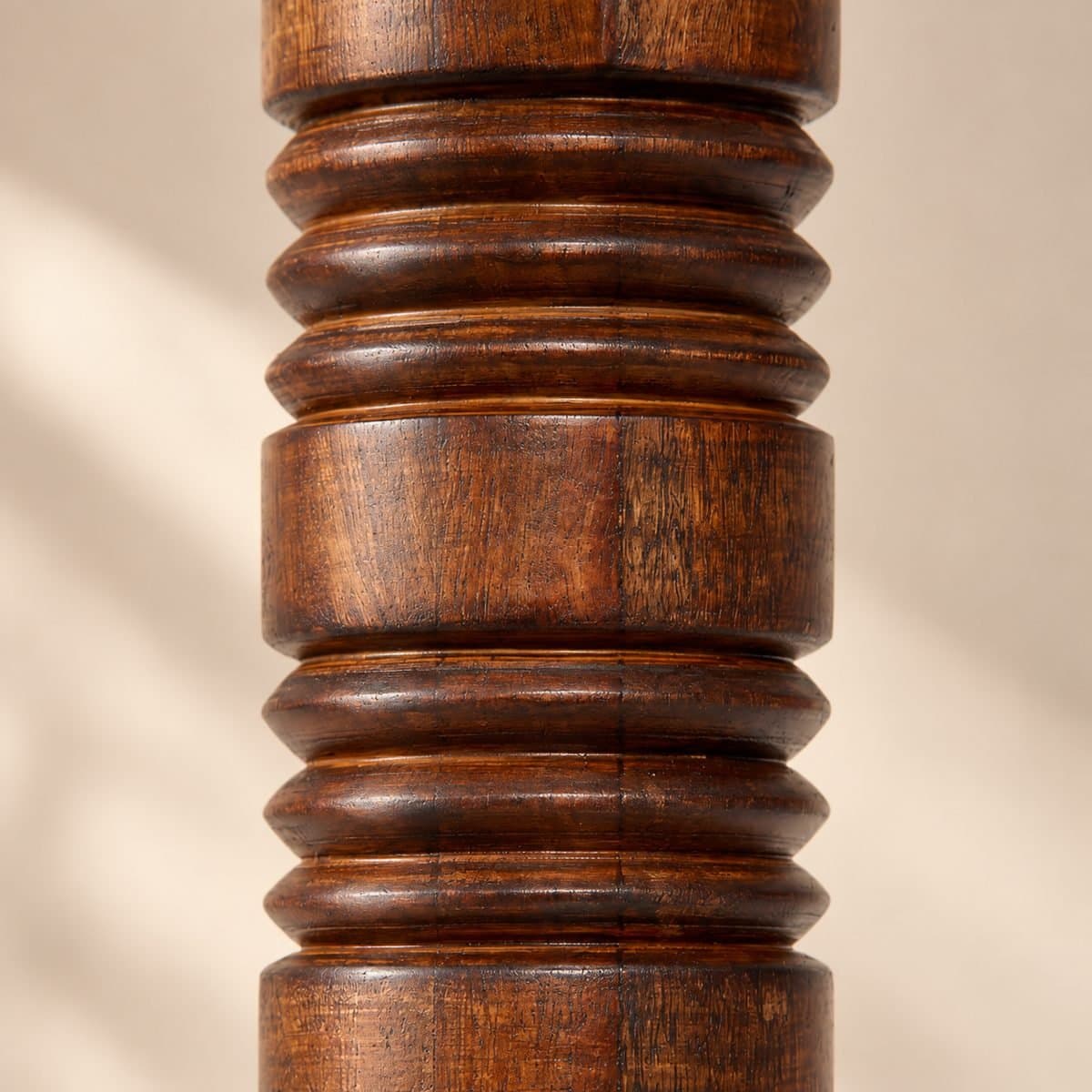 Mango Wood Ribbed Pillar Candle Stand view 5