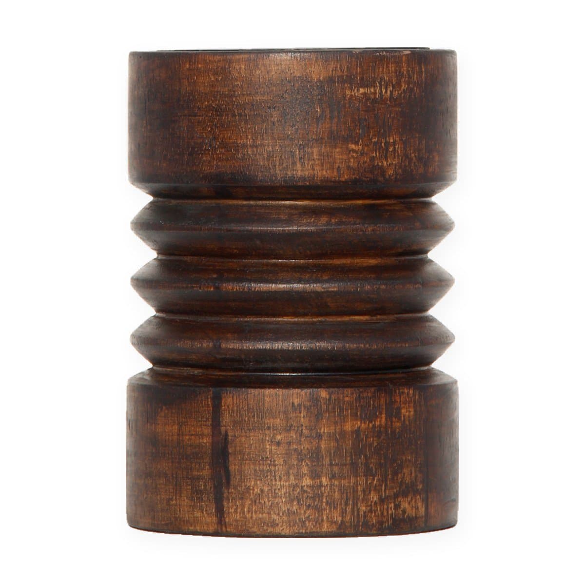 Mango Wood Ribbed Pillar Candle Stand view 6
