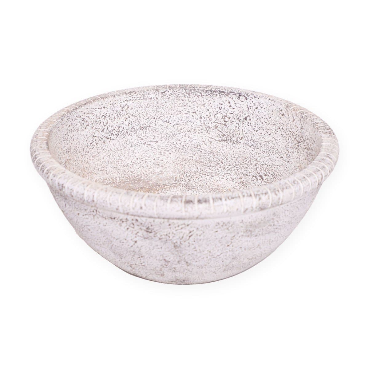 Mango Wood White Distressed Decorative Bowl view 2
