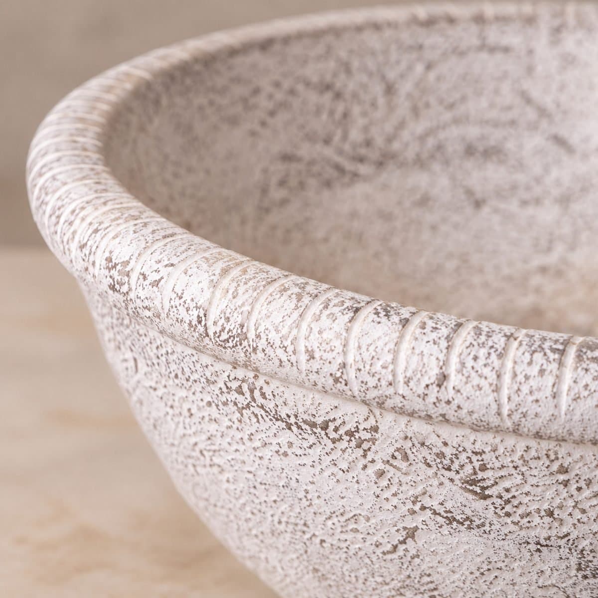 Mango Wood White Distressed Decorative Bowl view 4