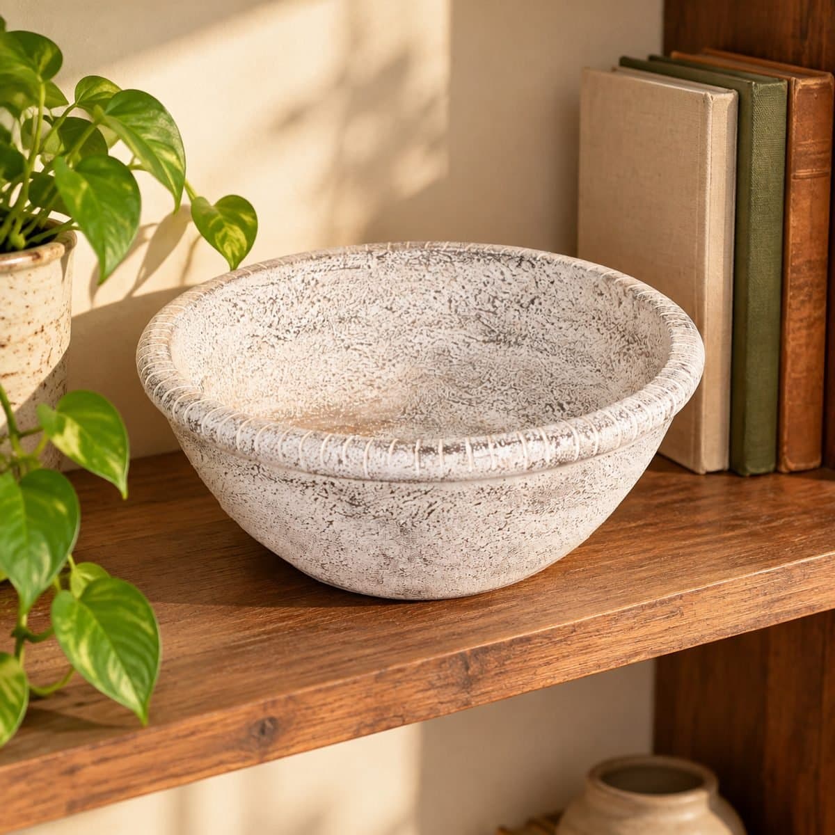 Mango Wood White Distressed Decorative Bowl view 5