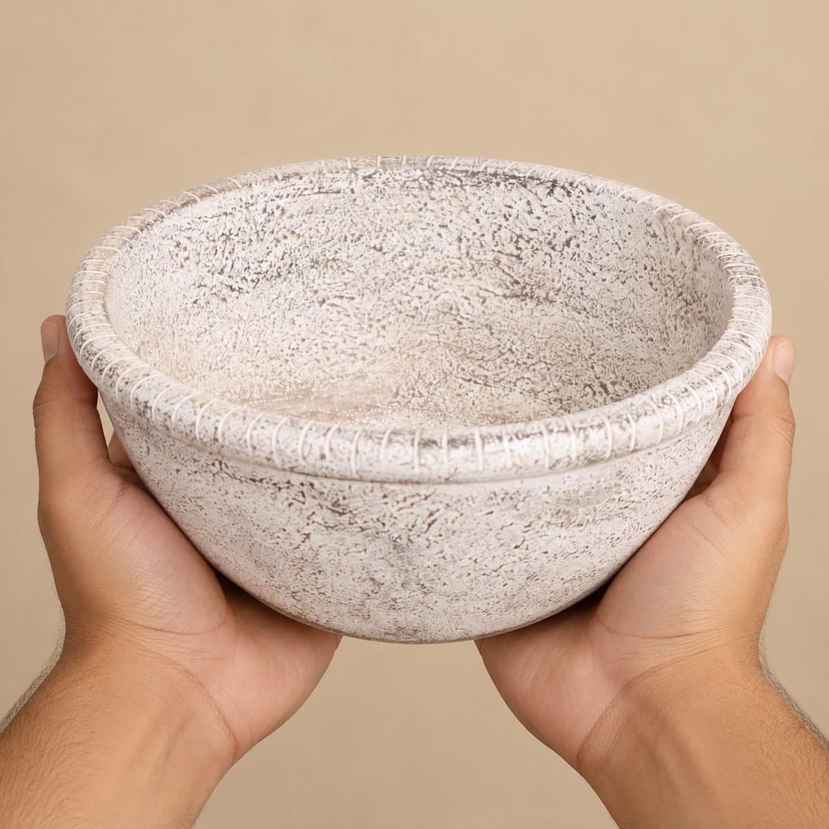 Mango Wood White Distressed Decorative Bowl view 6