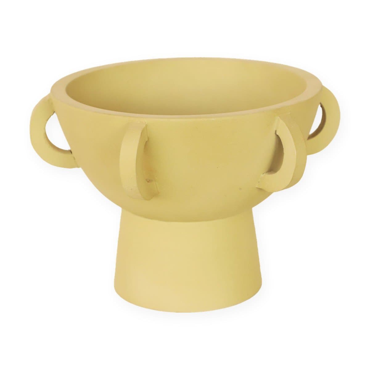 Mango Wood Yellow Pedestal Bowl with Handles view 2