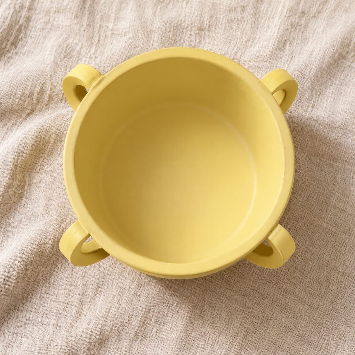 Mango Wood Yellow Pedestal Bowl with Handles view 6