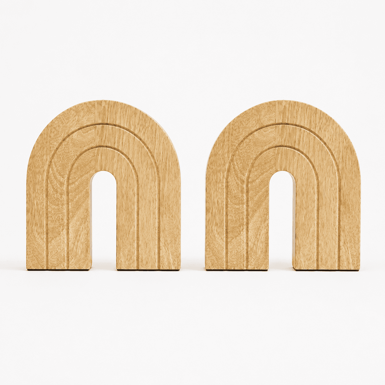 Modern Wooden Arch Bookends – Minimalist Table Decor & Paper Weight Set view 3
