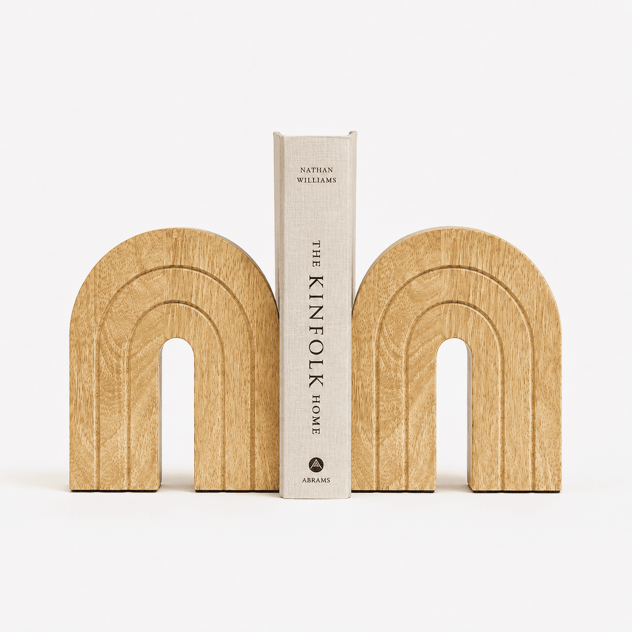 Modern Wooden Arch Bookends – Minimalist Table Decor & Paper Weight Set view 2